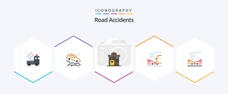 Ilustración de Road Accidents 25 Flat icon pack including car. cars. bus. car. stop - Imagen libre de derechos