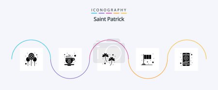 Téléchargez les illustrations : Pack de 5 icônes Glyphe Saint Patrick Y compris patrick. drapeau. jour. festival. Patrick. - en licence libre de droit