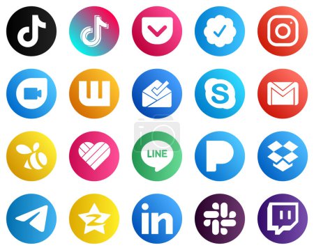 Téléchargez les illustrations : Complete Social Media Icon Pack 20 icons such as mail. gmail. meta. chat and inbox icons. High quality and minimalist - en licence libre de droit