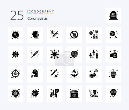Illustration for Coronavirus 25 Solid Glyph icon pack including danger. security. temperature. protection. virus - Royalty Free Image