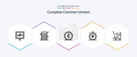 Illustration for Complete Common Version 25 Line icon pack including open. direction. storage. compass. network - Royalty Free Image