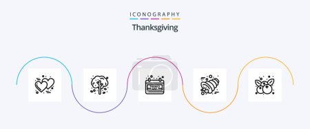 Illustration for Thanksgiving Line 5 Icon Pack Including fruit. thanksgiving. calendar. horn. autumn - Royalty Free Image