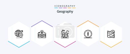 Illustration for Geo Graphy 25 Line icon pack including direction. gps. picture. park. nature - Royalty Free Image