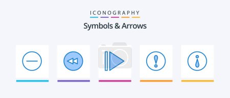 Ilustración de Símbolos y flechas Azul 5 paquete de iconos incluyendo. Atención. información. Diseño de iconos creativos - Imagen libre de derechos