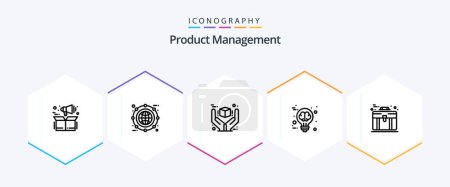 Illustration for Product Management 25 Line icon pack including brain storming. creative. line. brain. premium - Royalty Free Image