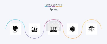 Illustration for Spring Glyph 5 Icon Pack Including rain. light. garden. brightness. plant - Royalty Free Image