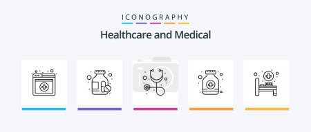 Illustration for Medical Line 5 Icon Pack Including heart. health care. check. heart. care. Creative Icons Design - Royalty Free Image