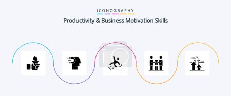 Illustration for Productivity And Business Motivation Skills Glyph 5 Icon Pack Including partners. business. influence. fall. failed - Royalty Free Image