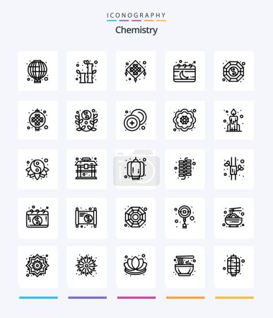 Téléchargez les illustrations : Creative Chemistry 25 OutLine icon pack  Such As fang. month. chinese. event. calendar - en licence libre de droit