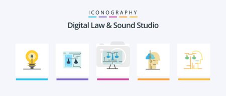 Illustration for Digital Law And Sound Studio Flat 5 Icon Pack Including habit. addiction. digital. borrowing ideas. tecnology. Creative Icons Design - Royalty Free Image