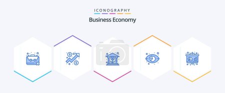 Ilustración de Economy 25 Paquete de iconos azul incluyendo marketing. mercado. Gráfico. Ojo. crecimiento - Imagen libre de derechos