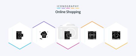 Illustration for Online Shopping 25 Glyph icon pack including promote. internet. store. smartphone. online - Royalty Free Image