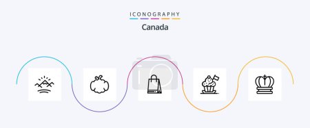 Ilustración de Canada Line 5 Icon Pack Incluyendo rey. Bandera. Bolsa. sombrero de cocina. sombrero de chef - Imagen libre de derechos