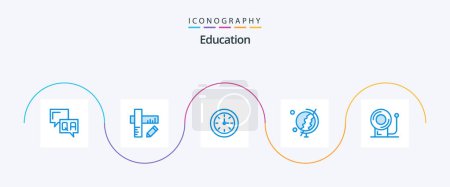 Ilustración de Education Blue 5 Icon Pack Incluye campana. globo. educación. - Imagen libre de derechos