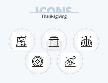 Ilustración de Thanks Giving Line Icon Pack 5 Icon Design. Gracias. Saludos. Sombrero. festival. evento - Imagen libre de derechos