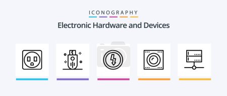 Ilustración de Devices Line 5 Icon Pack Including equipment. electric. mobile. devices. devices. Creative Icons Design - Imagen libre de derechos
