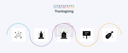 Illustration for Thanks Giving Glyph 5 Icon Pack Including thank you. sign. light. greeting. thanksgiving - Royalty Free Image