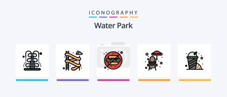 Téléchargez les illustrations : Water Park Line Filled 5 Icon Pack Including . garden. water. park. garden. Creative Icons Design - en licence libre de droit