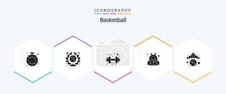 Téléchargez les illustrations : Basketball 25 Glyph icon pack including . winner. sport. king. crown - en licence libre de droit