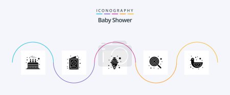 Téléchargez les illustrations : Baby Shower Glyph 5 Icon Pack Including kid. child. invitation. baby. ice - en licence libre de droit