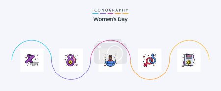 Illustration for Womens Day Line Filled Flat 5 Icon Pack Including day. venus. business. male. female - Royalty Free Image