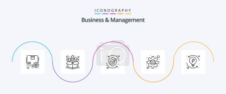 Ilustración de Business And Management Line 5 Icon Pack Incluyendo el desarrollo. ajustes. proteger. compañía. solución - Imagen libre de derechos