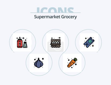 Illustration for Grocery Line Filled Icon Pack 5 Icon Design. . farm. pear. cooking. animal - Royalty Free Image