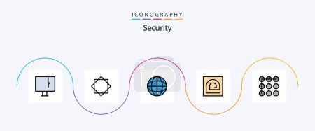 Ilustración de Security Line Filled Flat 5 Icon Pack Including lock. password. warning. fingerprint. block - Imagen libre de derechos