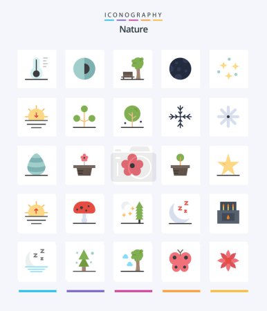 Illustration for Creative Nature 25 Flat icon pack  Such As space. nature. bench. weather. moon - Royalty Free Image