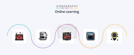Illustration for Online Learning Line Filled Flat 5 Icon Pack Including learning. e-learning. elearning. e. online - Royalty Free Image