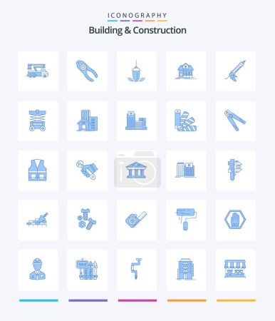 Illustration for Creative Building And Construction 25 Blue icon pack  Such As building. home. repair. plummet. measurement - Royalty Free Image