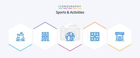 Téléchargez les illustrations : Sports and Activities 25 Blue icon pack including ludo board. game. game. recreation. basketball - en licence libre de droit