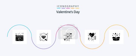Téléchargez les illustrations : Valentines Day Glyph 5 Icône Pack Y compris la livraison. célébration. jeu. amour. affection - en licence libre de droit
