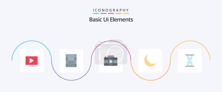 Illustration for Basic Ui Elements Flat 5 Icon Pack Including loading. glass. image. natural. night - Royalty Free Image