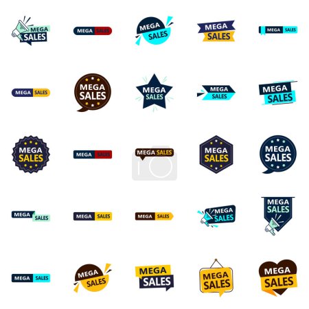 Illustration for Mega Sale Vector Pack 25 Distinctive Designs to Make Your Marketing Stand Out - Royalty Free Image