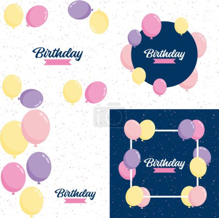 Illustration for Happy Birthday written in a brush stroke font with a watercolor splatter background - Royalty Free Image