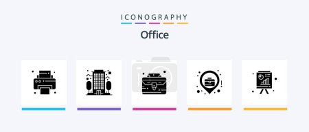 Illustration for Office Glyph 5 Icon Pack Including business report. blackboard. portfolio. analytics. map. Creative Icons Design - Royalty Free Image