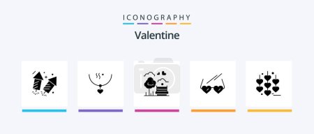 Illustration for Valentine Glyph 5 Icon Pack Including park. day. amulet. valentines. wedding. Creative Icons Design - Royalty Free Image