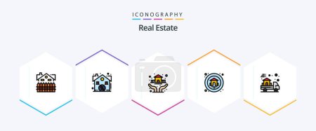 Illustration for Real Estate 25 FilledLine icon pack including estate. real estate. sale. house. insurance - Royalty Free Image