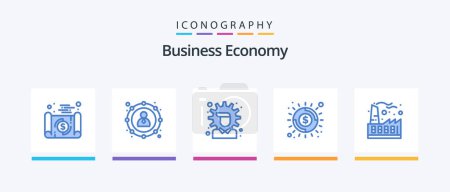 Illustration for Economy Blue 5 Icon Pack Including economy. money. money. economy. solution. Creative Icons Design - Royalty Free Image