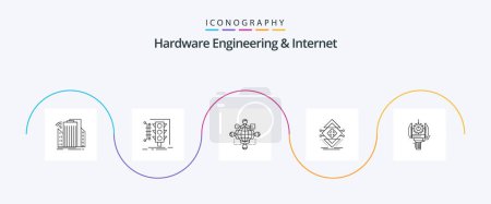 Ilustración de Hardware Engineering And Internet Line 5 Icon Pack Including infrastructure. computing. smart. meeting. logic - Imagen libre de derechos