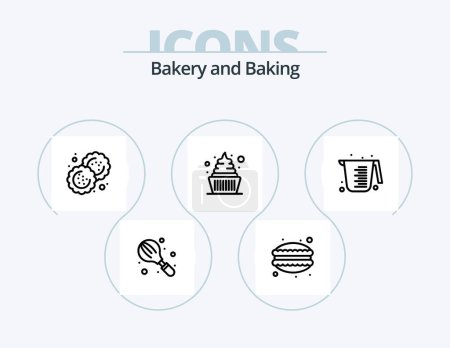 Illustration for Baking Line Icon Pack 5 Icon Design. birthday. bread rolling pin. baking. bread roller. bakery - Royalty Free Image