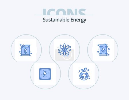 Illustration for Sustainable Energy Blue Icon Pack 5 Icon Design. oil. electric. electric. can. energy - Royalty Free Image
