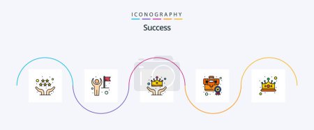 Illustration for Sucess Line Filled Flat 5 Icon Pack Including medal. business. user. award. crown - Royalty Free Image