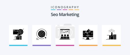Ilustración de Seo Marketing Glyph 5 Icon Pack Incluyendo web. promoción. flecha. comercialización. usuario. Diseño de iconos creativos - Imagen libre de derechos
