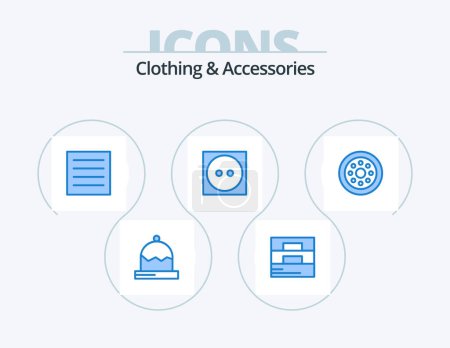 Téléchargez les illustrations : Clothing and Accessories Blue Icon Pack 5 Icon Design. spare parts. tumble dry. care. laundry. care - en licence libre de droit