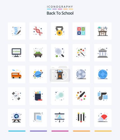 Ilustración de Creative Back To School 25 Pack de iconos planos, como la silla. educación. genética. calcular. educación - Imagen libre de derechos