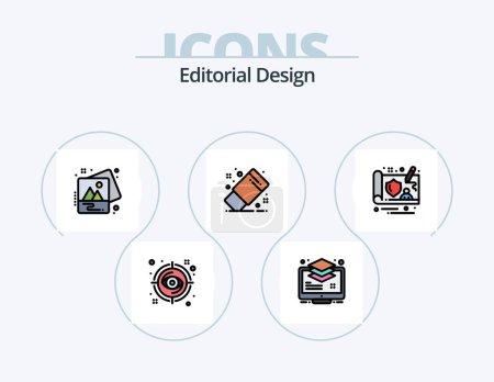 Ilustración de Editorial Design Line Filled Icon Pack 5 Icon Design. fotos. diseño. Las manos. capas. diseño - Imagen libre de derechos