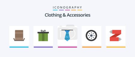 Illustration for Clothing and Accessories Flat 5 Icon Pack Including footwear. clothes. necktie. accessories. velg. Creative Icons Design - Royalty Free Image