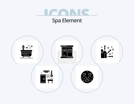 Illustration for Spa Element Glyph Icon Pack 5 Icon Design. wellness. sauna. wellness. hot. tub - Royalty Free Image